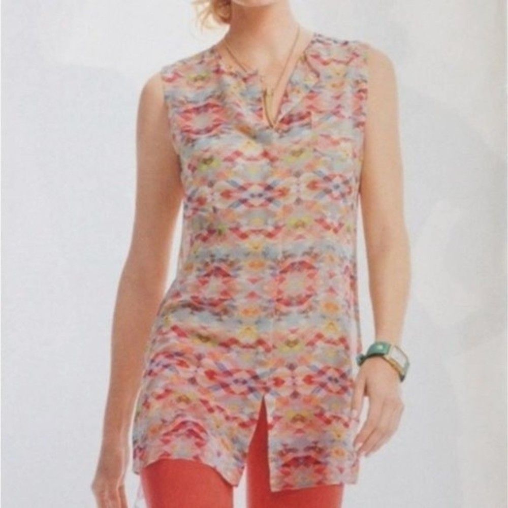 Cabi lightweight chiffon buttoned sleeveless tunic top size XS